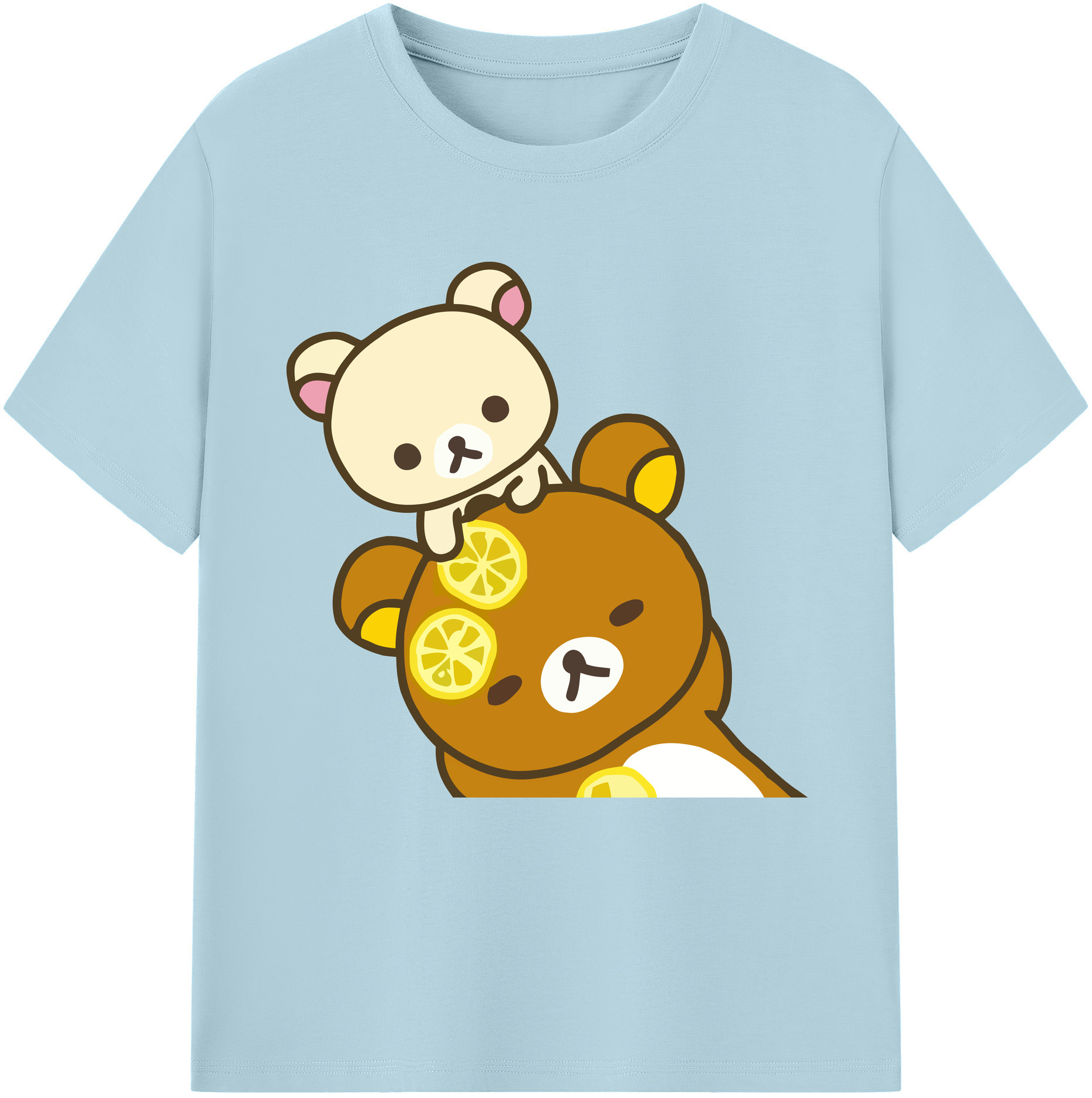 （画像用） リラックマ リラックマ キイロイトリ Rilakkuma Korilakkuma Kiiroitori 綿100％半袖Tシャツ（フロントプリント）